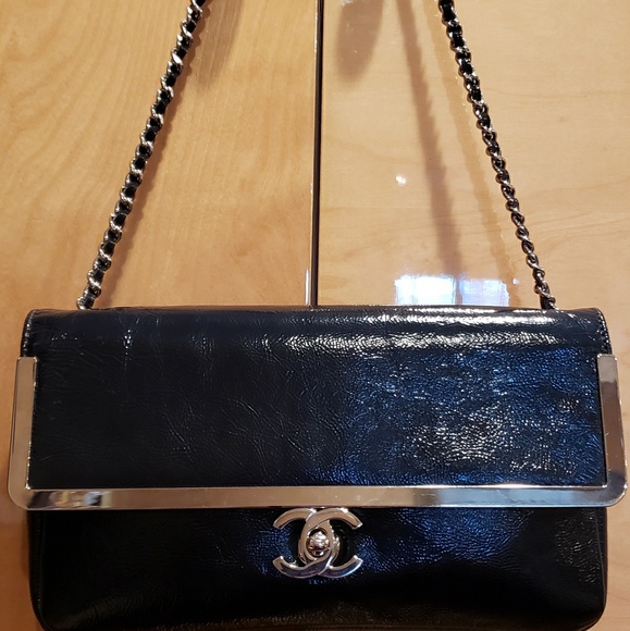 Chanel Sac Class Rabat Navy patent Leather - Picture 2 of 8